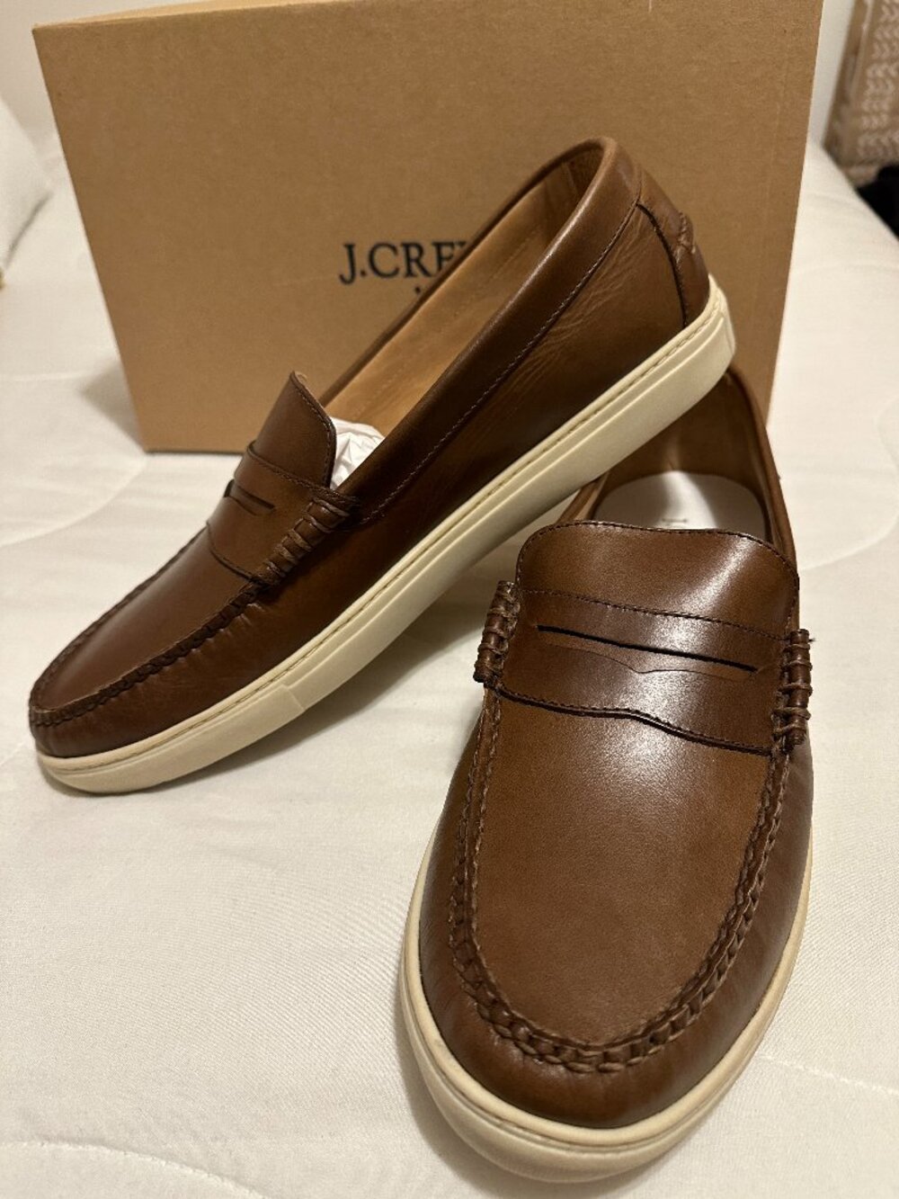 J.Crew Factory Leather Loafer Sneakers Cognac Men’s Size 13 Never Worn
